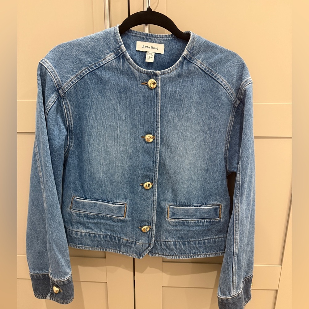 And Other Stories collarless denim jacket with gold buttons SOLD OUT